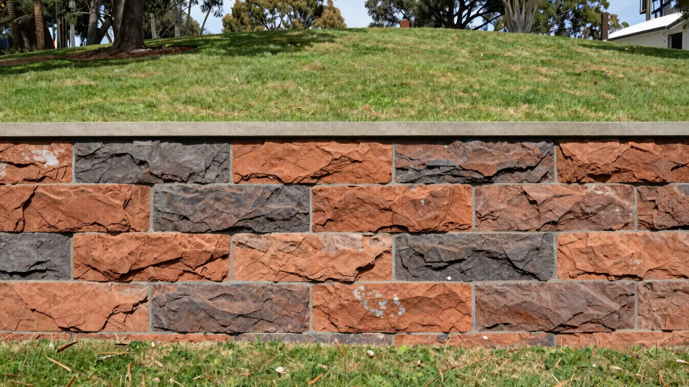 Completed stone retaining wall integrated into a green Hunter Val