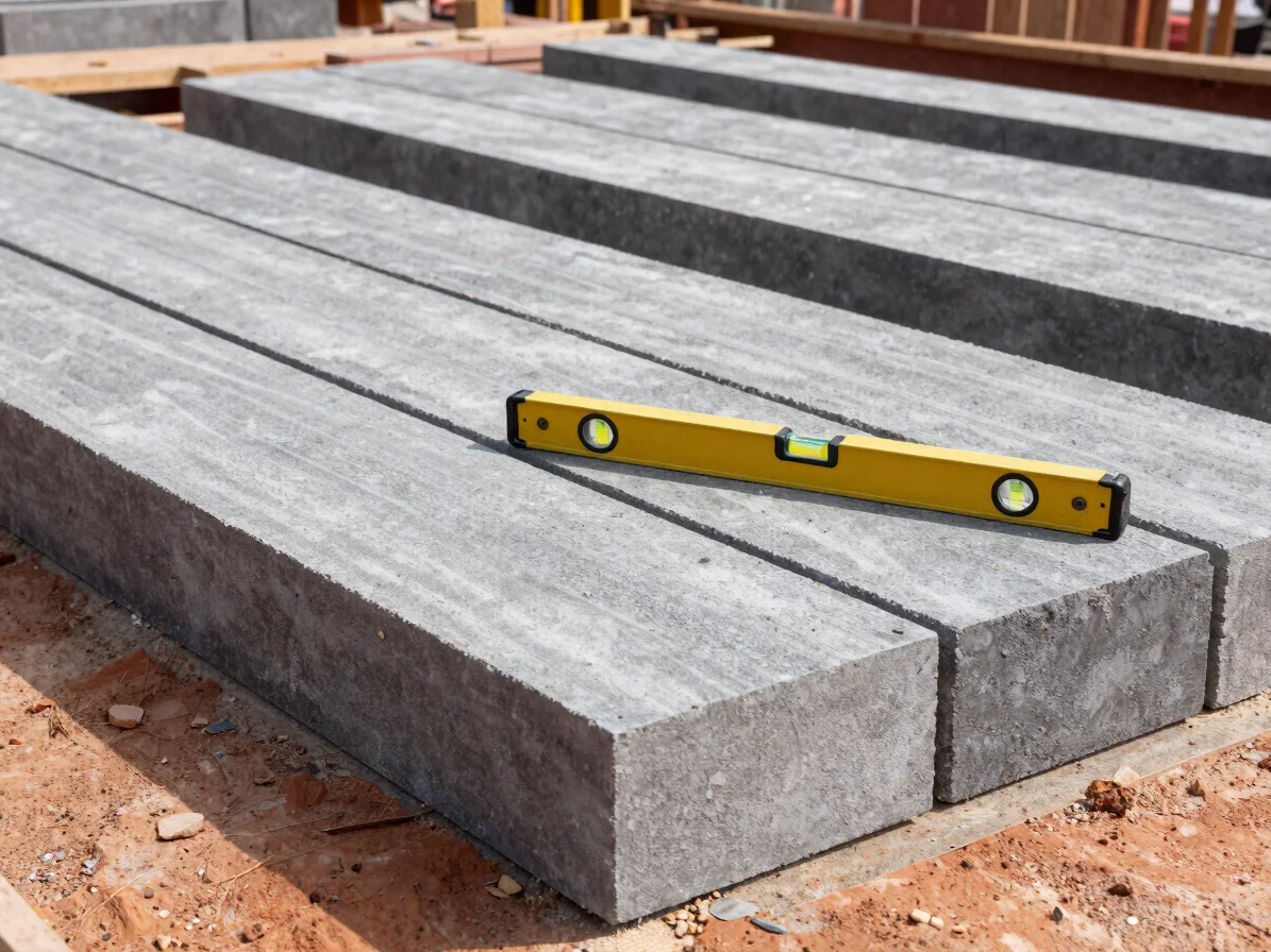 Low-angle shot of grey structural blocklaying courses on a commer